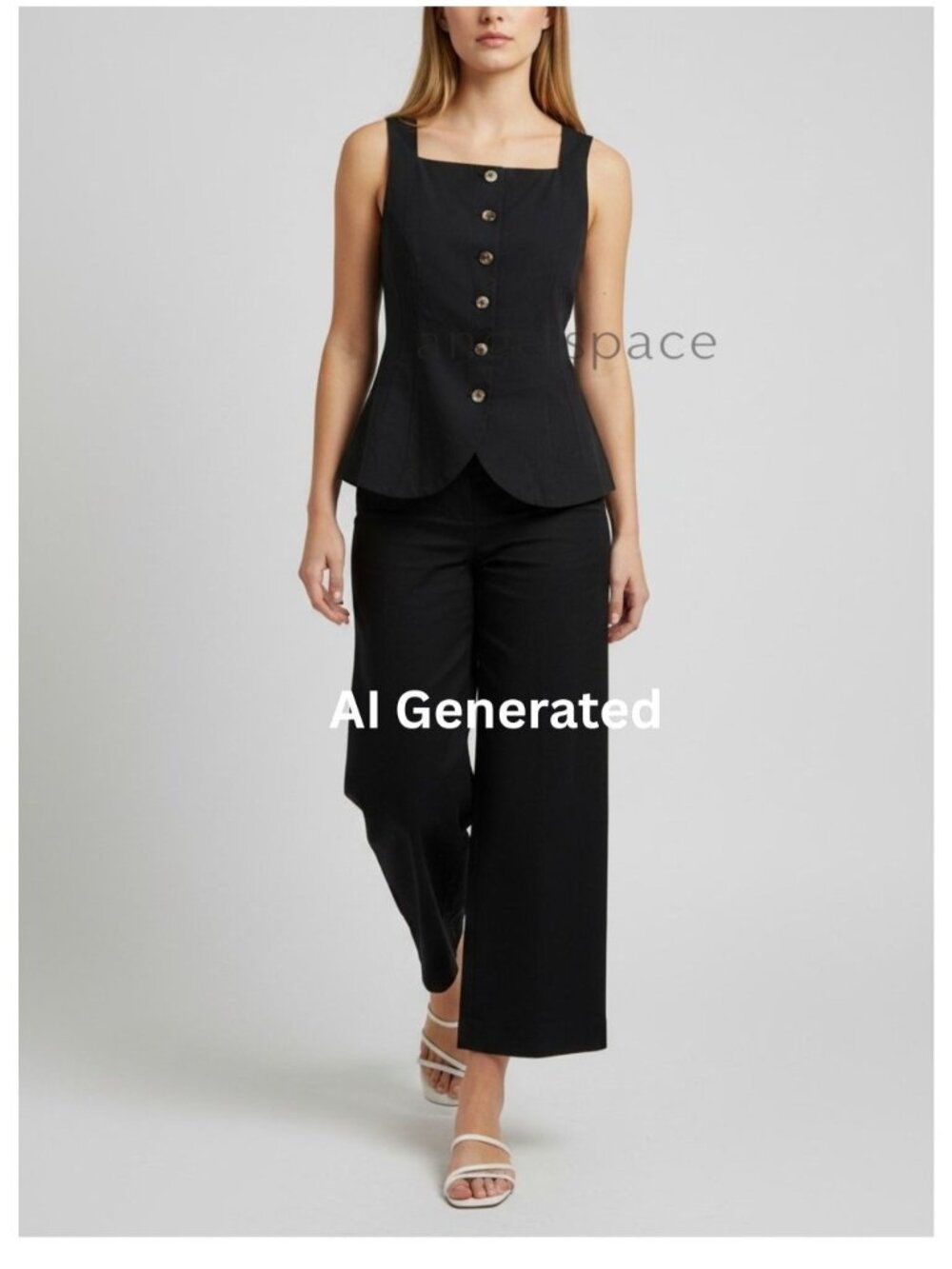 NEW Ciao Lucia Amira Top XS Black Cotton Poplin Square Neck Button Tank NWT